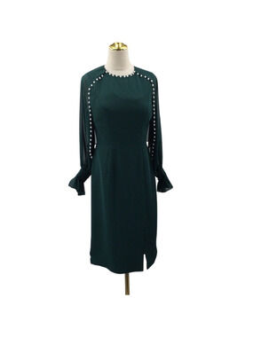 AW BRIDAL 8 M Emerald green beaded long sleeve mother of the bride dress NEW 0B8